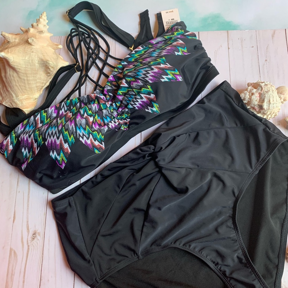 Ashley Stewart black bikini top size 22